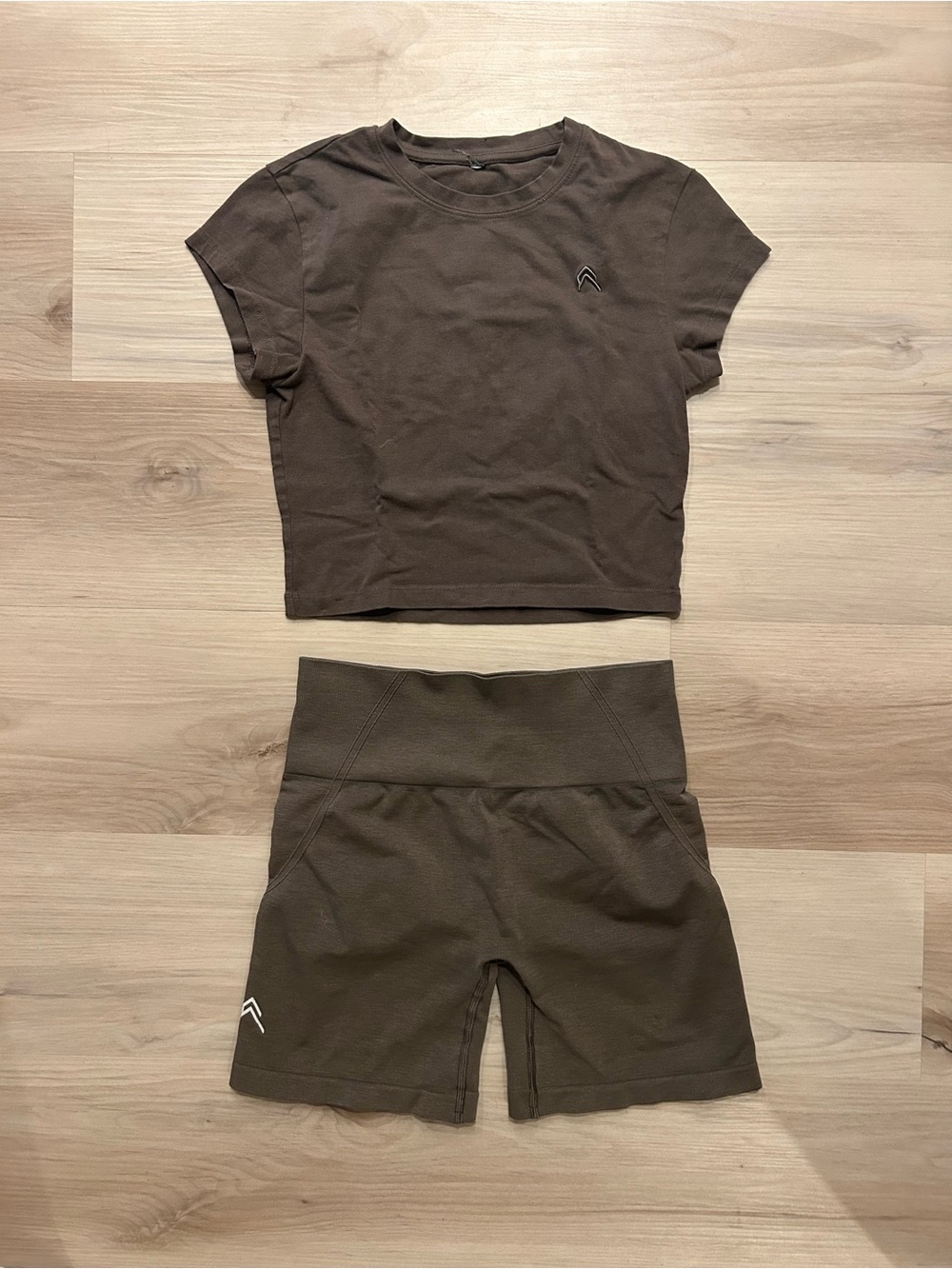 Oner Active Deep Taupe Effortless Shorts & Baby Tee Set